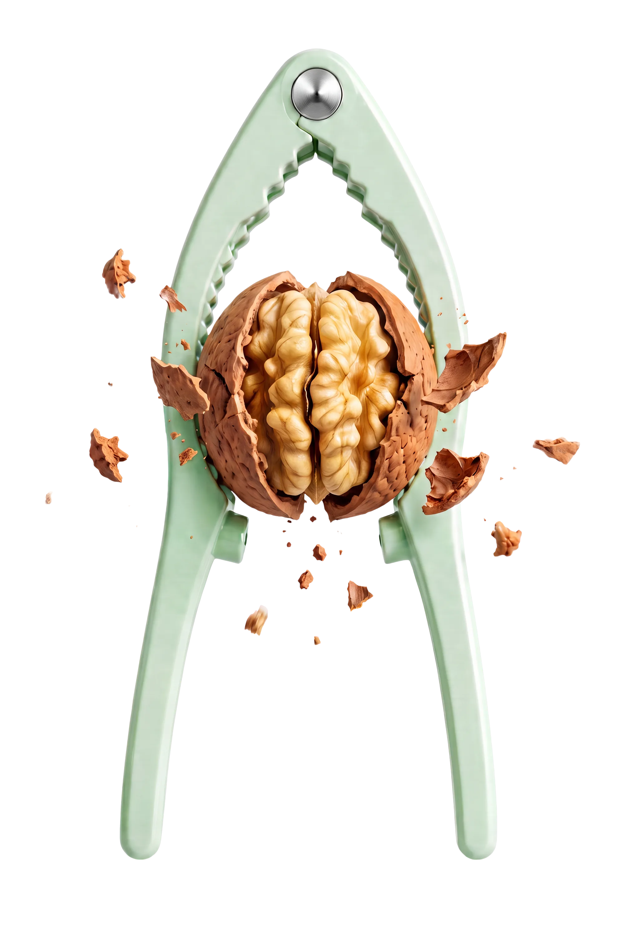 A nutcracker cracking open a walnut