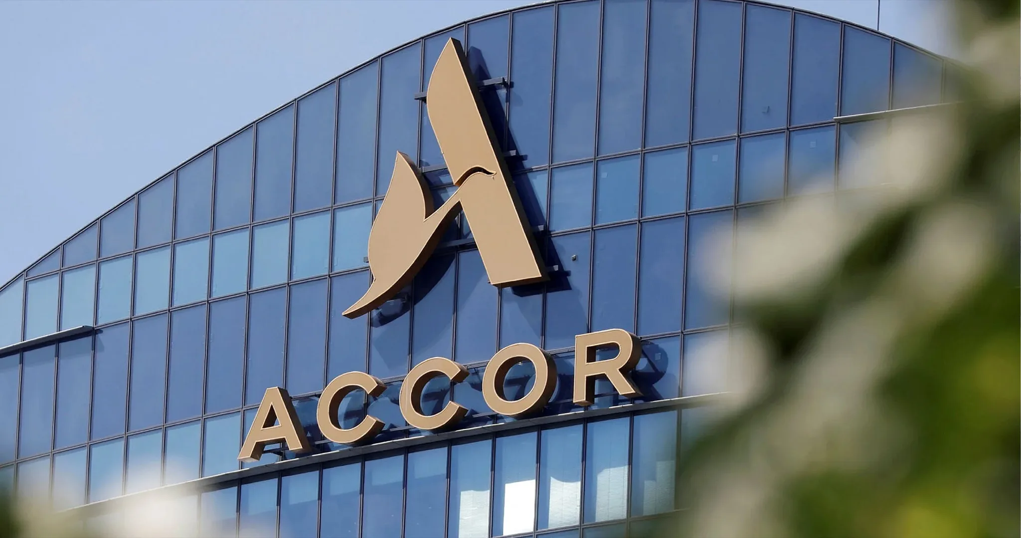 Accor logo signage on a hotel building exterior