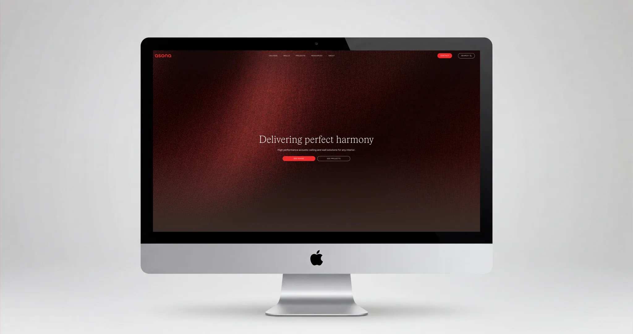 Asona website homepage shown on an iMac