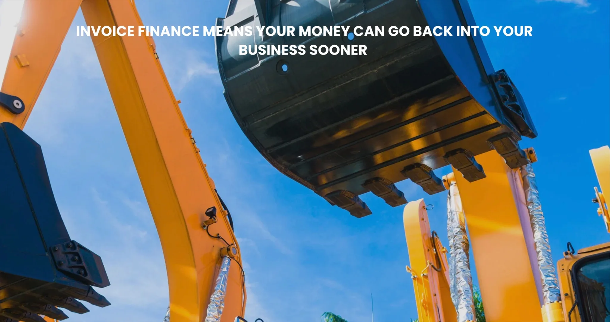 Pacific Invoice Finance advertising creative featuring construction machinery
