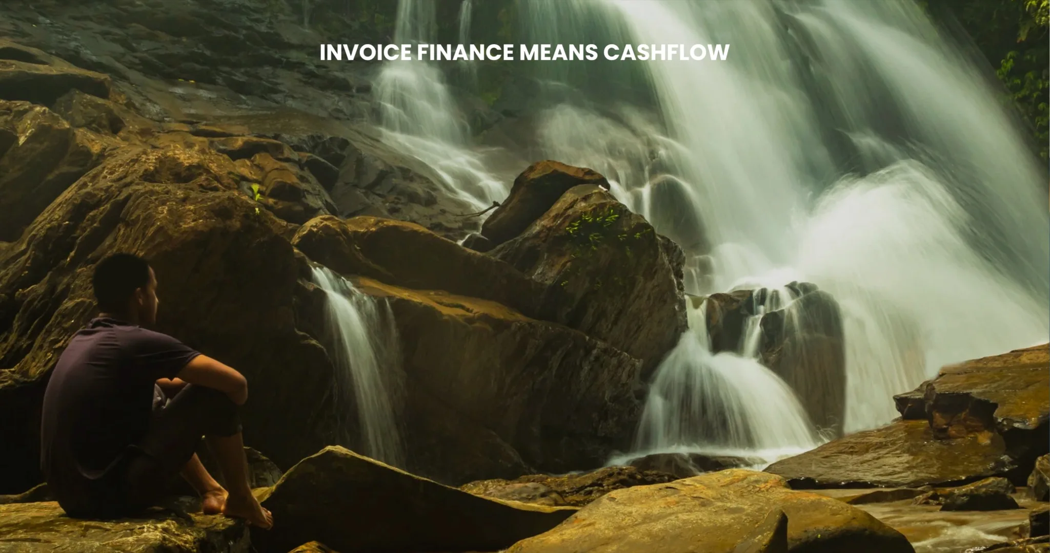 Pacific Invoice Finance advertising creative featuring a waterfall