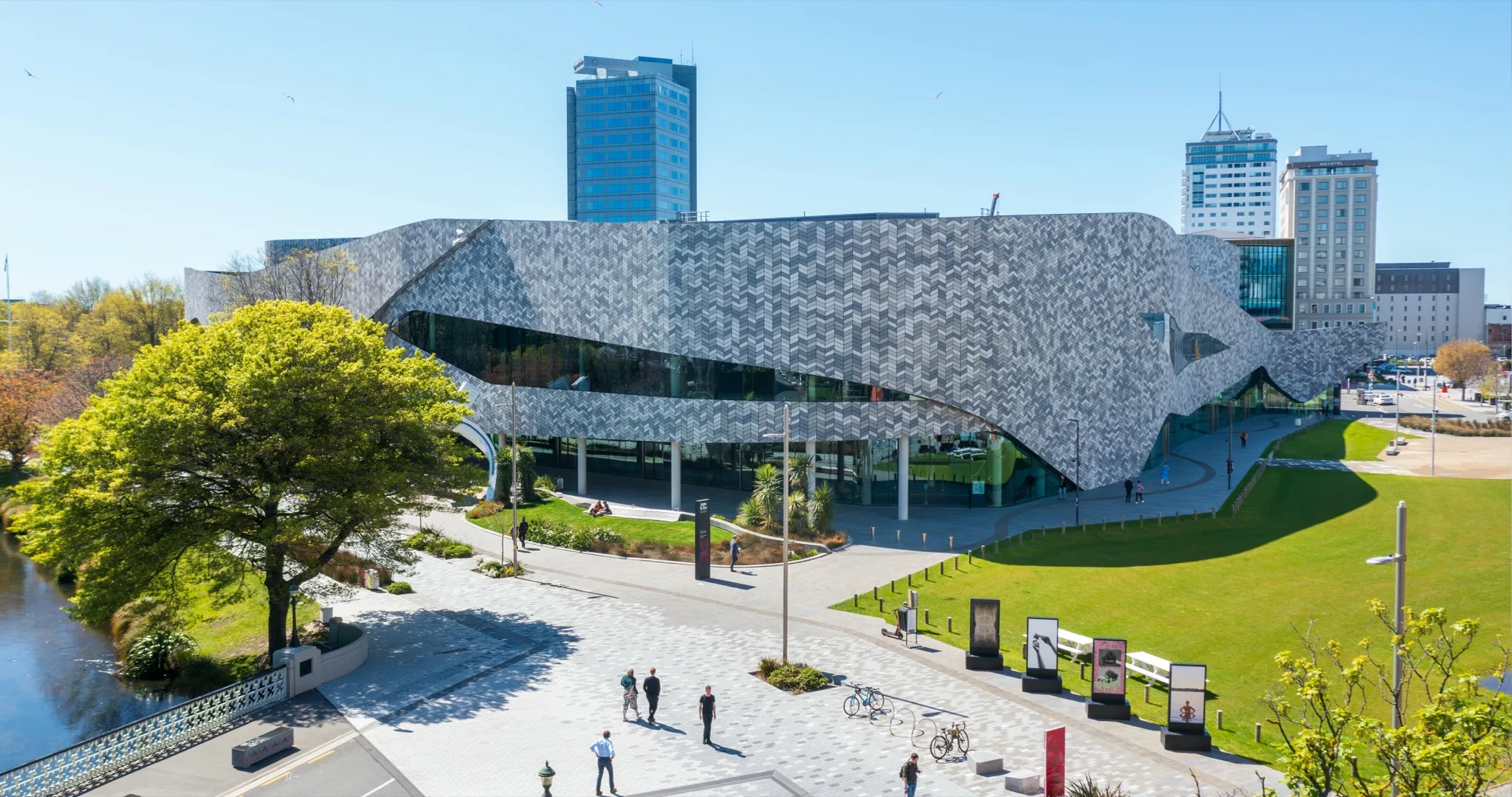 Te Pae Christchurch Convention Centre exterior in daylight